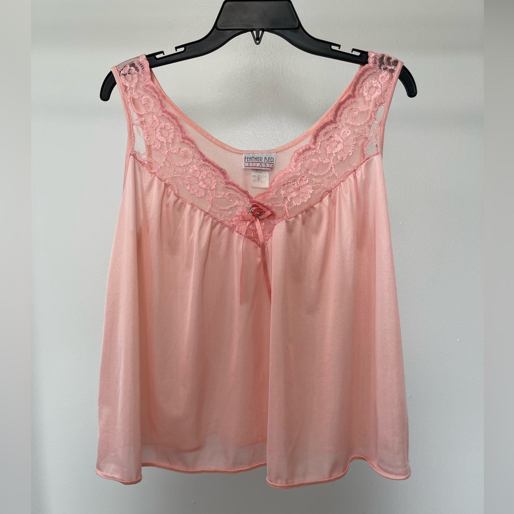 Feather bed Intimate floral bow ribbon intimates pink lingerie lace top
